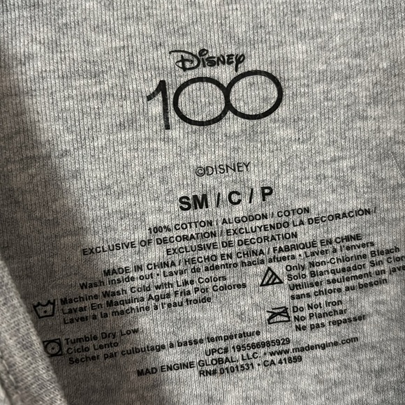 Girls 100years of Disney Long Sleeve Shirt, Mickey and Minnie, Small, Gray - Picture 4 of 6